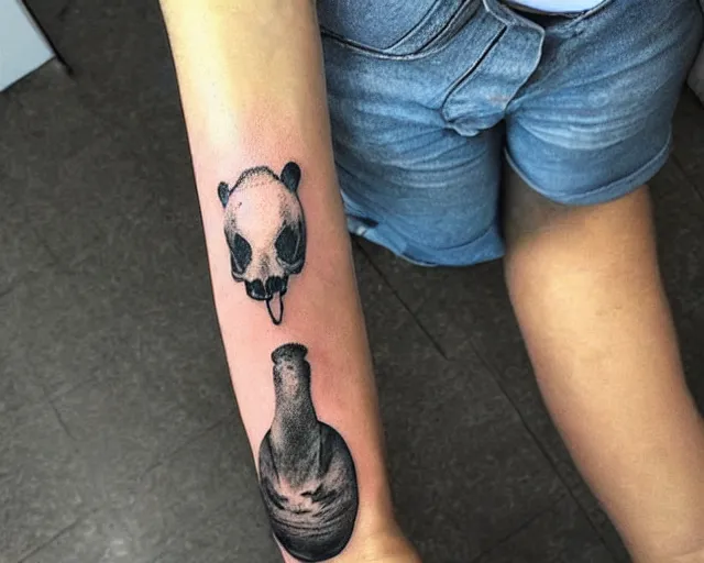 Image similar to tattoo of capybara skull, best minimalistic tattoo art
