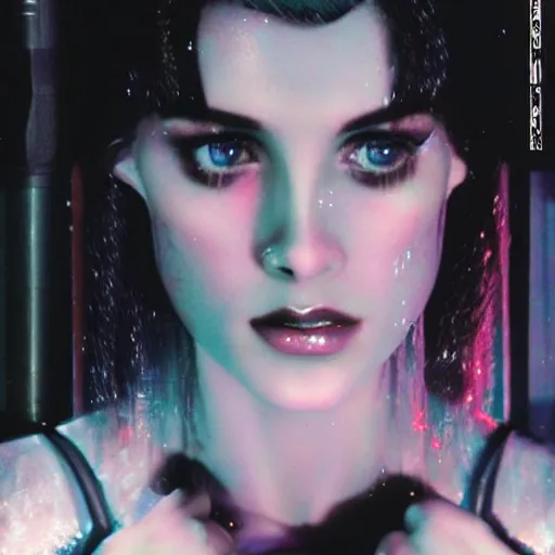 Image similar to beautiful extreme closeup portrait photo of 1990s frontiers in human replicant molecular fashion magazine September retrofuturism blade runner edition, highly detailed, focus on face, soft lighting