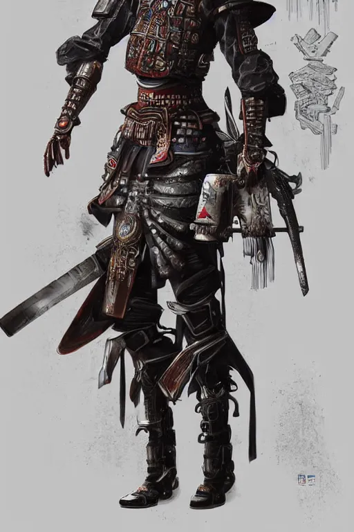 Image similar to a magical character by the artist Arthur Gimaldinov Rendering a cyberpunk samurai , full of details, by Evan Yovaisis and Jason Nguyen , art book, trending on artstation and daily DeviantArt