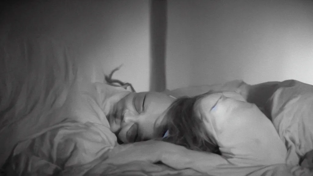 Image similar to movie still of girl having sleep paralysis, cinematic composition, cinematic light, criterion collection, by david lynch and wes craven