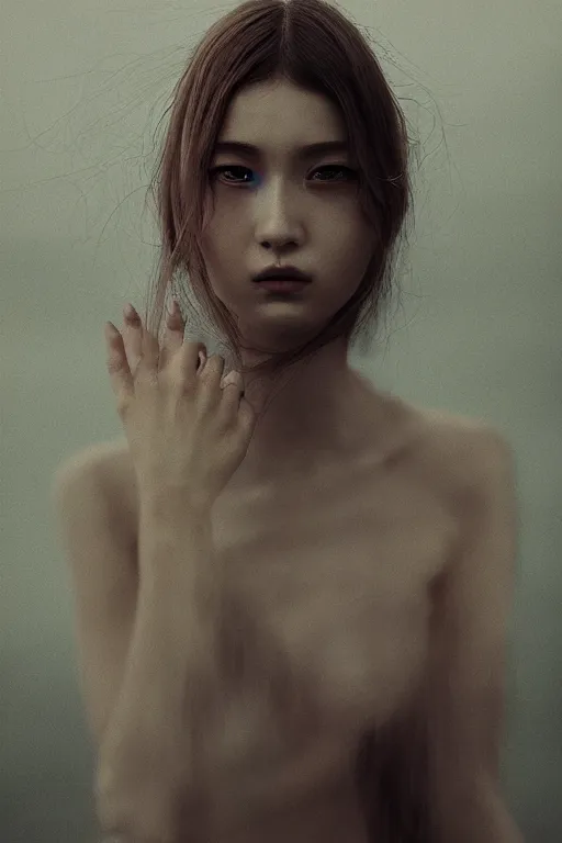 Prompt: a stunning intricate portrait of A beautiful woman, Japanese manga style, epic character composition, by Alessio Albi and Nina Masic, soft focus, vertical portrait, natural lighting, f2, 50mm, classic chrome, film grain, cinematic lighting