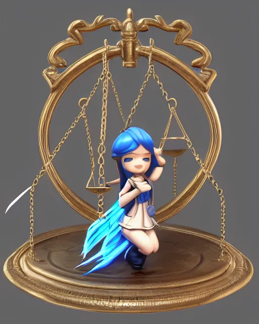 Image similar to lady justice mini cute style, highly detailed, rendered, ray - tracing, cgi animated, 3 d demo reel avatar, style of maple story