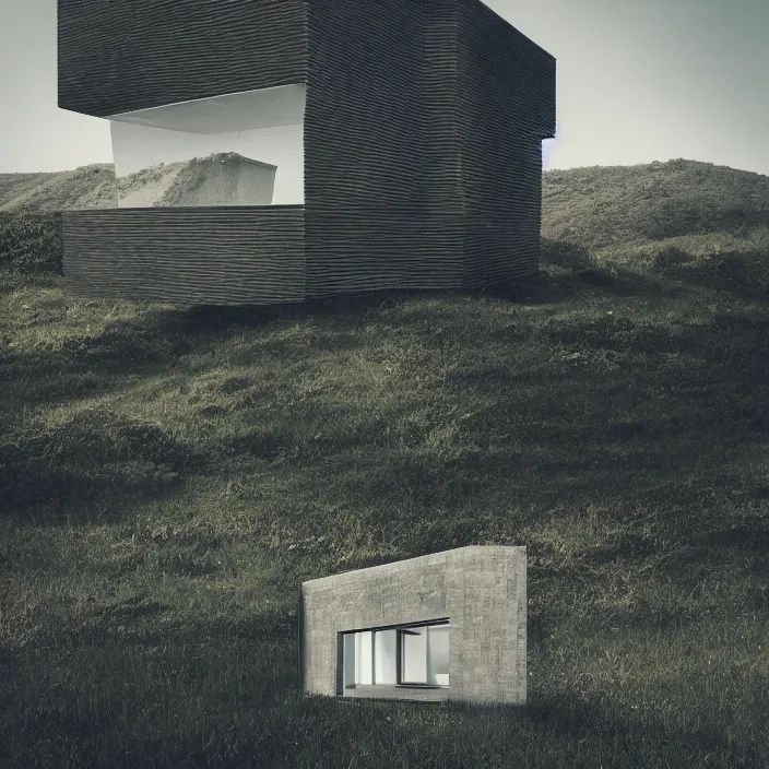 Prompt: a building in a landscape, trending on behance