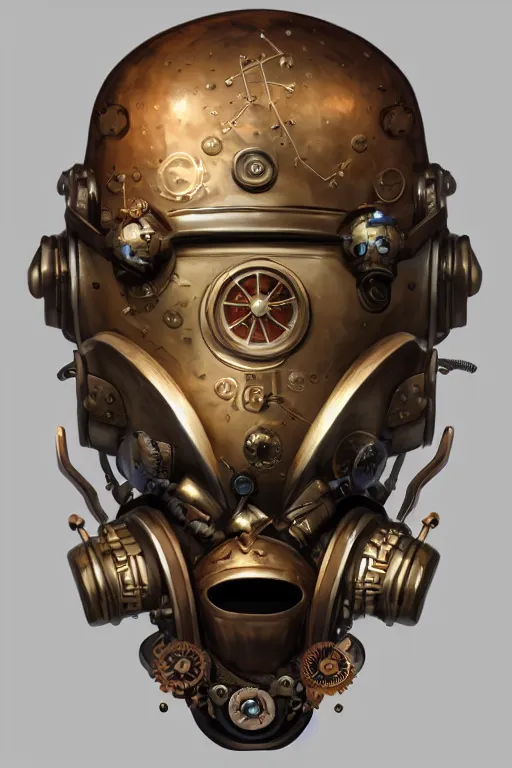 Image similar to steampunk helmet fantasy art mask robot ninja stylized digital illustration sharp focus, elegant intricate digital painting artstation concept art global illumination ray tracing advanced technology chaykin howard and campionpascale and cooke darwyn and davis jack