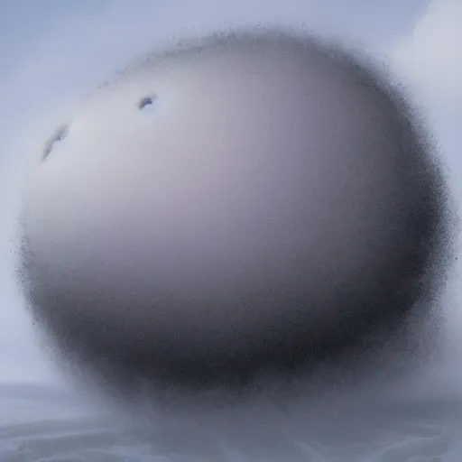 Prompt: a large glob of black fuzz floating in the middle of the screen, white background, matte painting, concept art, 4 k
