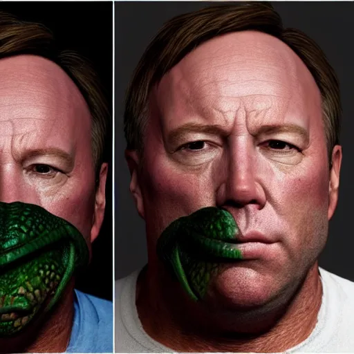 Image similar to hyperrealistic mixed media image of info wars alex jones with ( ( bullfrog mask ) ), stunning 3 d render inspired art by xiang duan and thomas eakes and greg rutkowski, perfect facial symmetry, hyper realistic texture, realistic, highly detailed attributes and atmosphere, dim volumetric cinematic lighting, 8 k octane detailed render, post - processing, masterpiece,