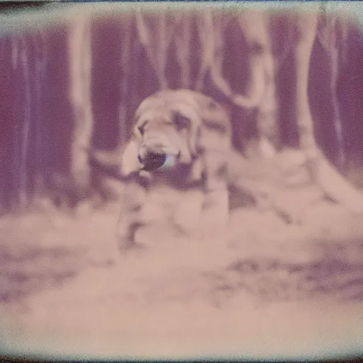 Image similar to ghostly human pig chimera, megalophobia, expired film, old polaroid,