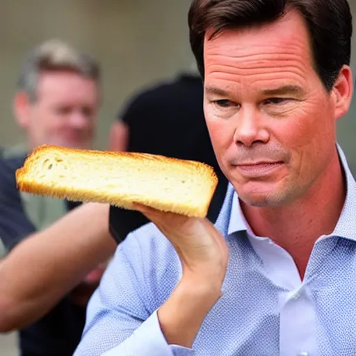 Image similar to mark rutte eating a cheese sandwich