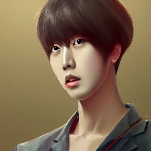 Image similar to jin from bts, elegant, ultra highly detailed, digital painting, smooth, sharp focus, artstation, art by Sakimichan