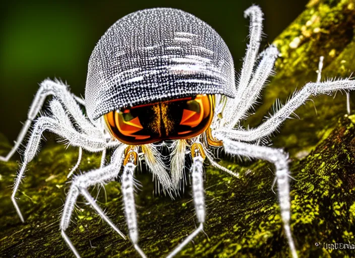 Image similar to portrait of a crystal spider in the forest. Fantasy magic style. Highly detailed 8k. Intricate. Nikon d850 55mm. Award winning photography.