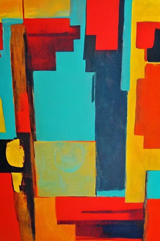 Image similar to mid century modern art retro abstract on canvas by darla mckenna