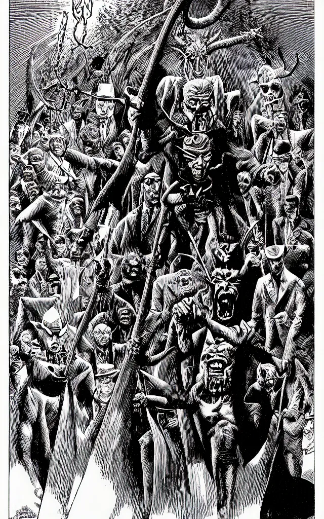 Image similar to the demonology of modern politics, by jean giraud