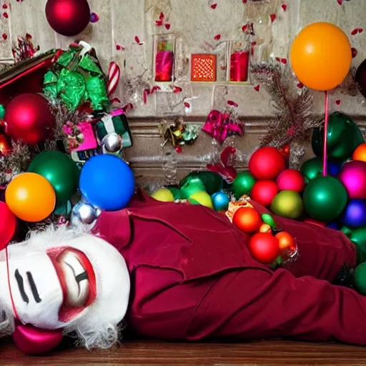 Image similar to a funeral for clowns on christmas