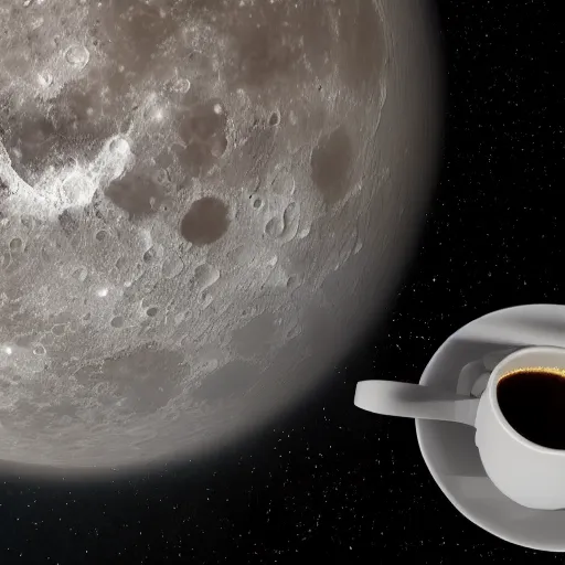 Prompt: first person perspective, me drinking coffee while sitting at the moon and looking back at earth, photorealistic, ultra-detailed, 4k high resolution, HDR shot