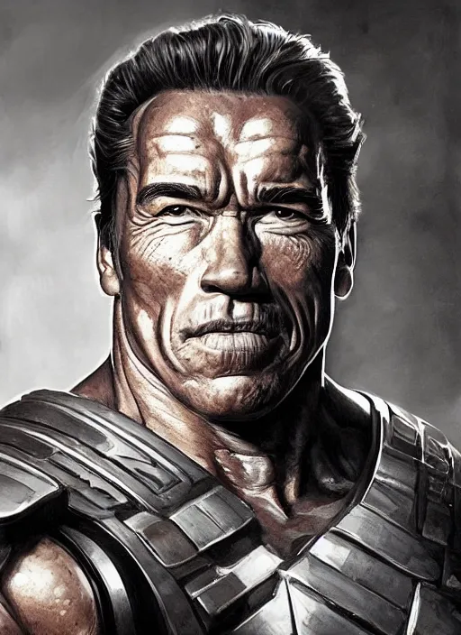 Image similar to Portrait Arnold Schwarzenegger, marvel comics, dark, intricate, highly detailed, smooth, artstation, digital illustration by Ruan Jia and Mandy Jurgens and Artgerm and Wayne Barlowe and Greg Rutkowski and Frank Frazetta