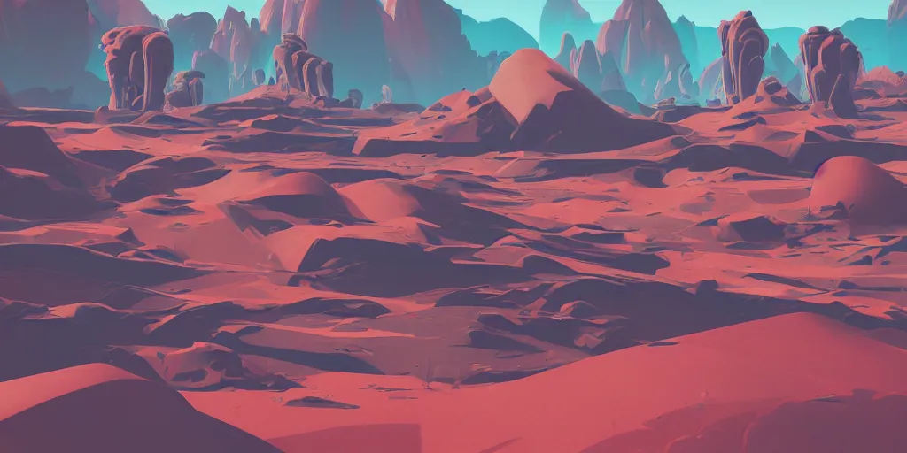Prompt: abstract 3d painted landscape in the year 2020 by james jean painted in no mans sky style, redshift, octane