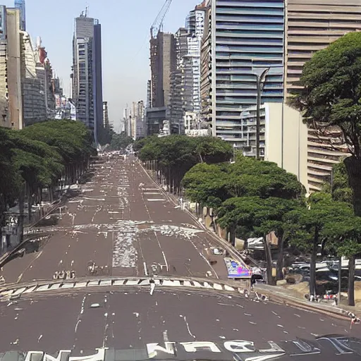 Image similar to avenida paulista painted by moebius