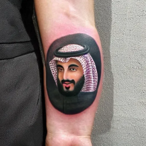 Image similar to a tattoo of a mohammed bin salman