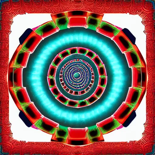 Prompt: red fractal spiral maya illusion