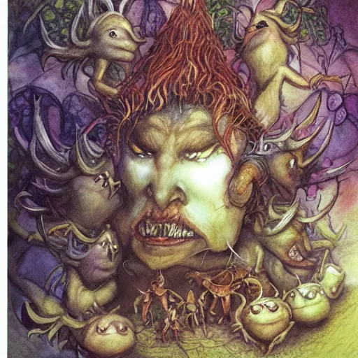 Image similar to fantasy illustrations and concept art for jim henson's labyrinth goblins by brian froud