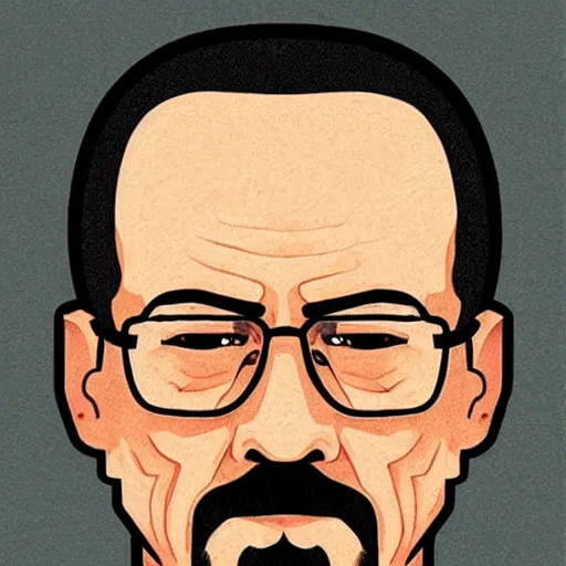 Prompt: A portrait of Walter White, In the style of Frida Kahlo