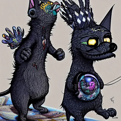 Image similar to itchy and scratchy by android jones, trending on artstation