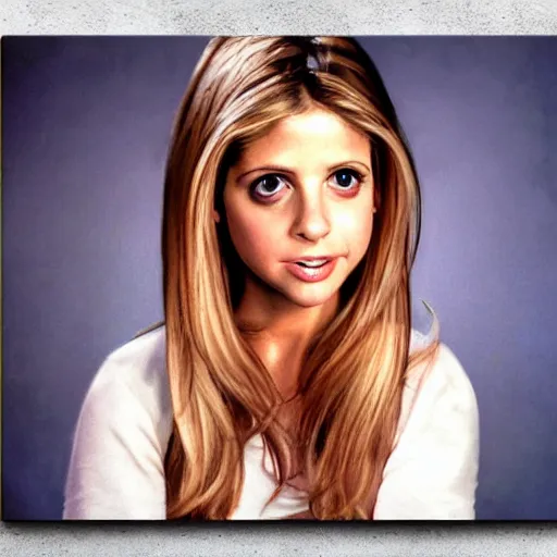 Image similar to sarah michelle gellar buffy realistic art studio photography