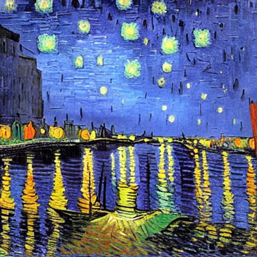 Image similar to painting of New York City by Vincent van Gogh