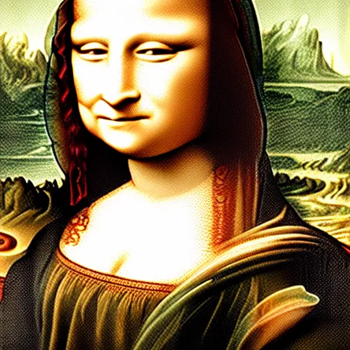 Prompt: Mona Lisa with the face of blobfish
