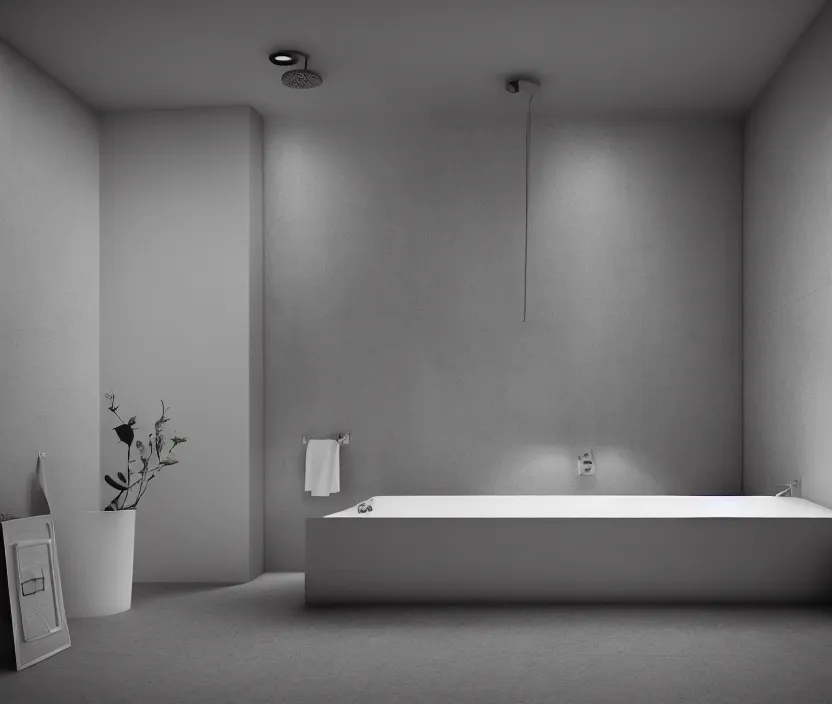 Premium AI Image  A bathroom with a white bathtub and candles on the floor.