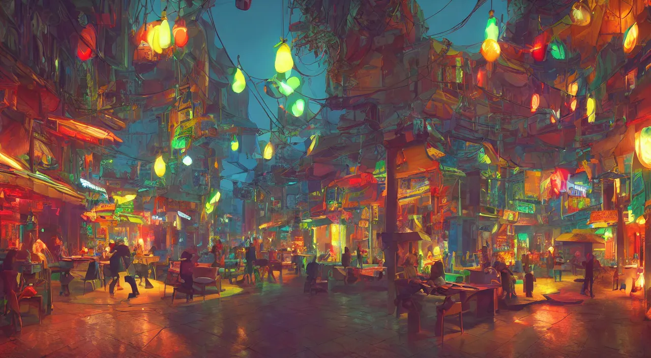 Image similar to bazaar zouk oriantal multicolorful sky shine place mosquet painting stylized digital video game icon global illumination ray tracing 8 k hd resolution, by ilya kuvshinov and cushart krentz and gilleard james