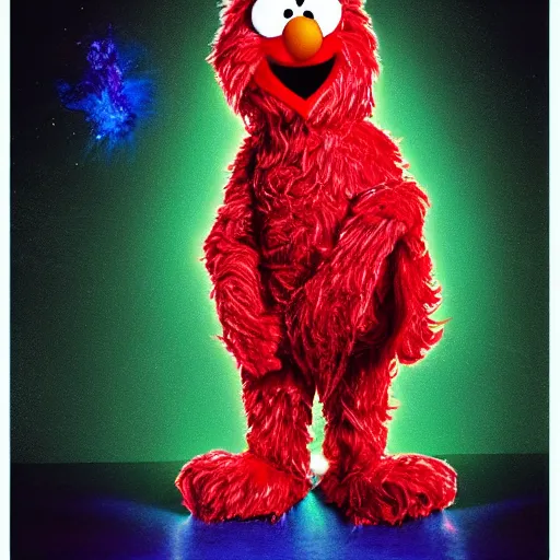 Image similar to portrait of a psychadelic elmo cracked out of his mind