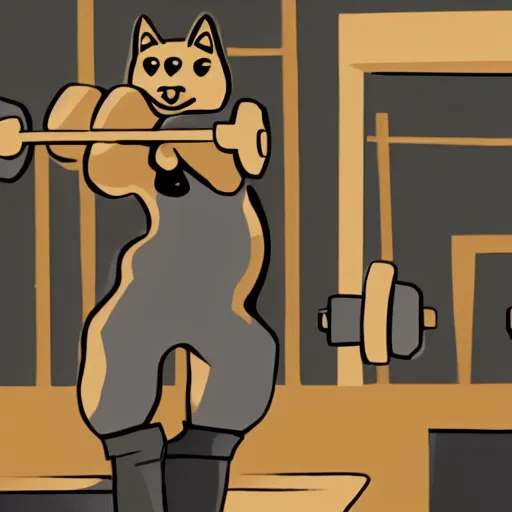 Image similar to an anthropomorphic cat lifting weights at a gym