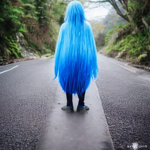 Image similar to rimuru tempest, young man blue hair ( ( ( ( ( ( ( ( ( ( eyes yellow ) ) ) ) ) ) ) ) ) ), canon eos r 3, f / 1. 4, iso 2 0 0, 1 / 1 6 0 s, 8 k, raw, unedited, symmetrical balance, in - frame