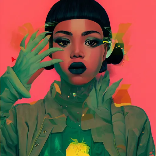 Image similar to dojacat profile picture by sachin teng, ganja, marijuana, organic painting, hard edges, masterpiece, smoke, asymmetrical, matte paint, energetic