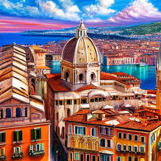 Prompt: hyper realistic highly detailed 4 k painting mix of naples, venice, florence