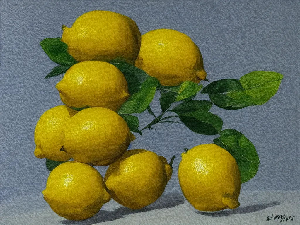 Image similar to oil on canvas painting of a lemon