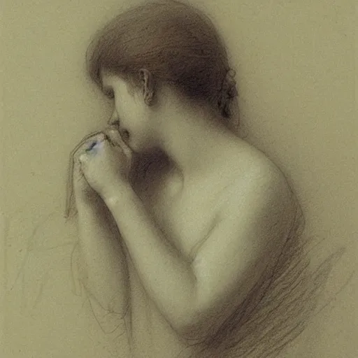 Image similar to a lonely girl by ilya repin. pencil sketch.