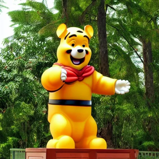 Image similar to statue of guan yu as winnie the pooh