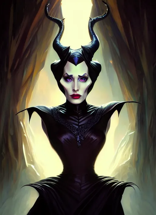 Image similar to maleficent, amber eyes, face, long hair, fantasy, intricate, elegant, highly detailed, digital painting, artstation, concept art, smooth, sharp focus, illustration, art by artgerm and greg rutkowski and alphonse mucha