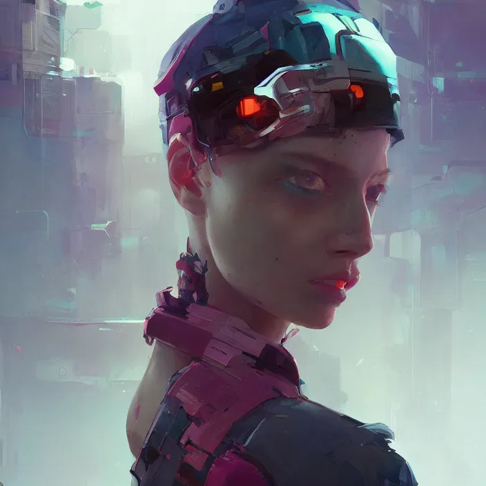 Image similar to a beautiful portrait painting of a cyberpunk girl by sergey kolesov and pascal blanche and sam yang and greg rutkowski, in style of colorful comic. symmetry, hyper detailed. octanev render. trending on artstation