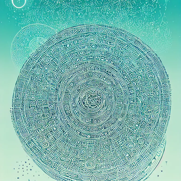 Image similar to Giant Floating Circular Ancient Sacred Calligraphy Enso Structure by Victo Ngai