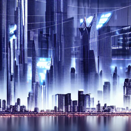 Image similar to Futuristic Cyber City Landscape, Unsplash, Shutterstock, Photorealism