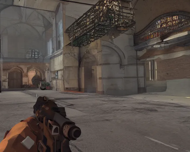 Prompt: TF2 screenshot 'soldier in koth_abandoned_church' with game HUD, source engine footage, game HUD