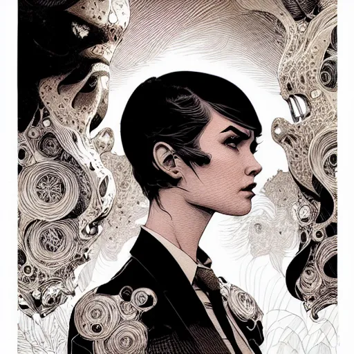 Prompt: portrait soft light, by killian eng and joe fenton and bernie wrightson and conrad roset, inspired by james bond, etching, fine, sharp high detail,