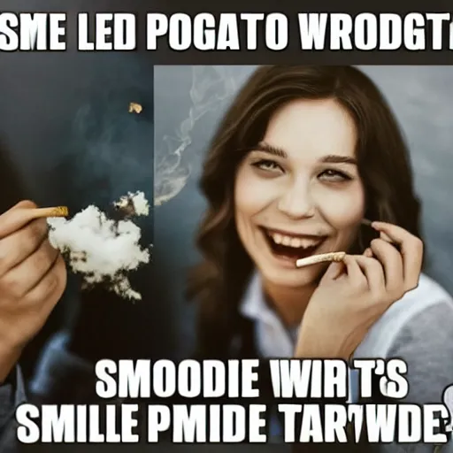 Image similar to potato smoking weed and smile, meme