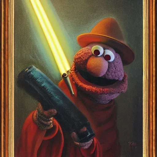 Image similar to gonzo the muppet dressed as a jedi master in the style of odd nerdrum