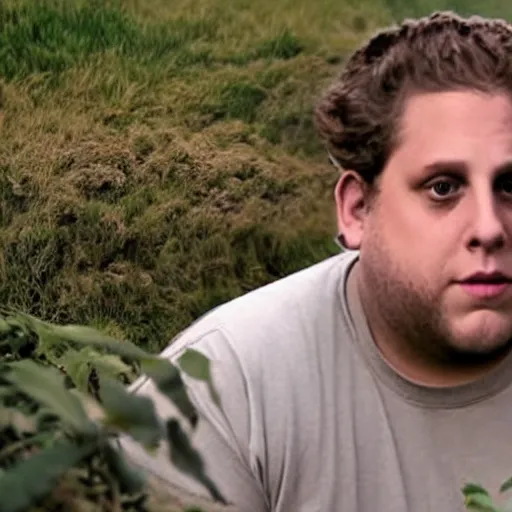 Prompt: jonah hill stuck inside of a hill