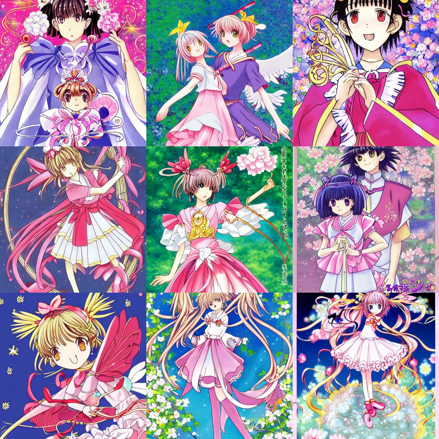 Prompt: sakura card captor, lineart by kiyohara tama, naoko takeuchi featured on pixiv, rococo, official art, anime aesthetic, pixiv