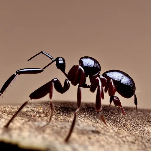 Image similar to ultra detailed photo, close up of ant, with small cowboy sitting on its back